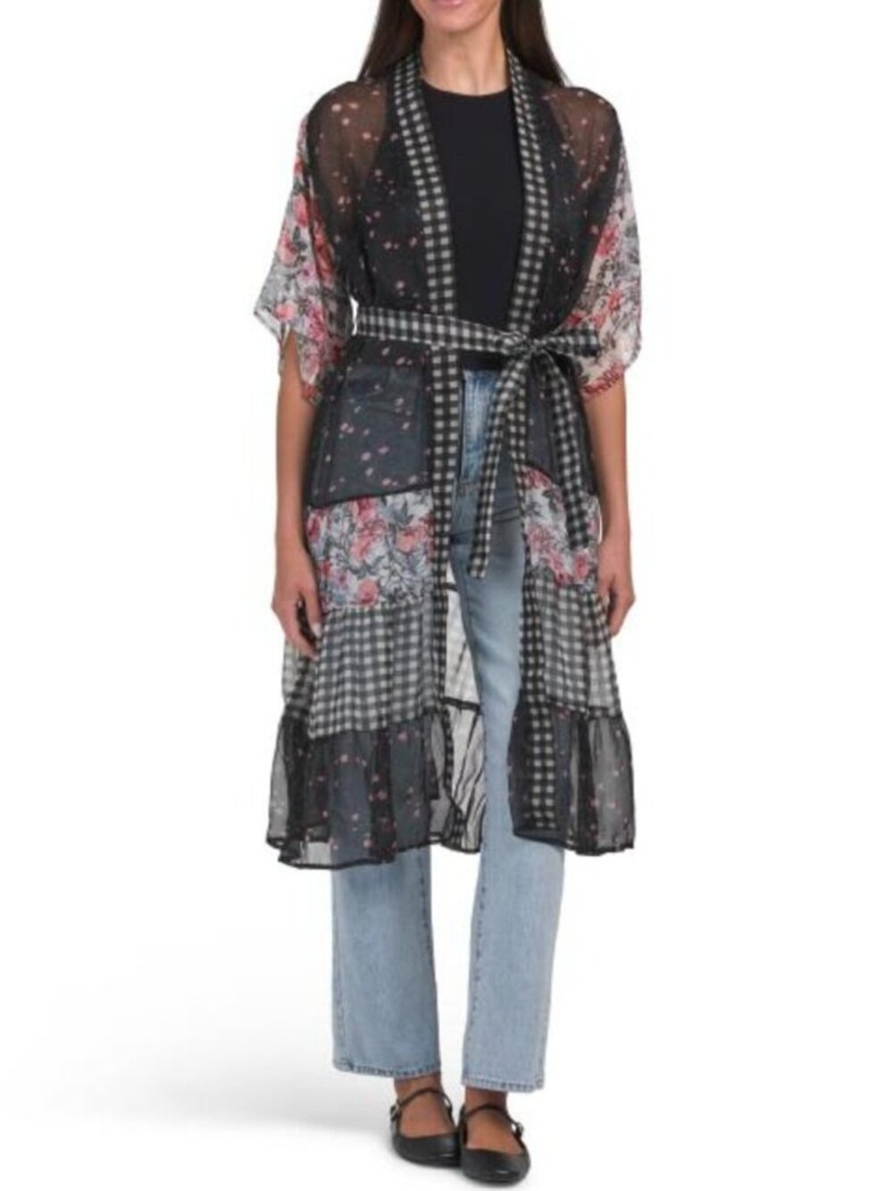 STEVE MADDEN Tiered Floral Belt Kimono